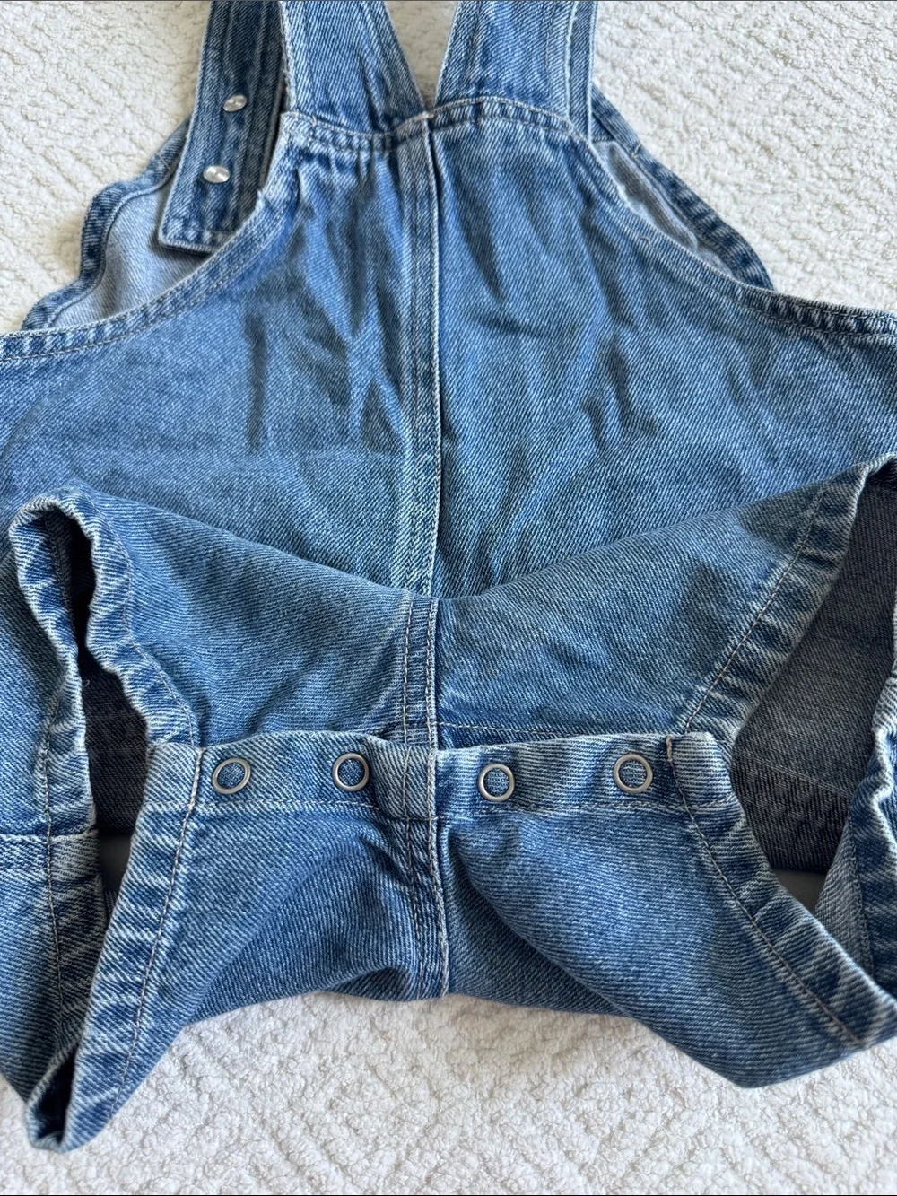 Vintage Carter's Denim Short Overalls with Yellow Car Patch